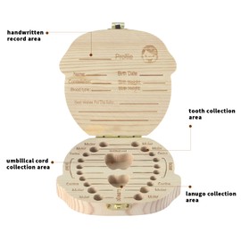 Baby Tooth Box,Lost Teeth Fairy Keepsake Wooden Teeth Holder Box for Kids Souvenir to Keep the Childhood Memory (Girls)