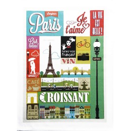 Half a Donkey Bonjour Paris Ooh lala! - Large Cotton Tea Towel