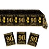 Xiliconie 3PCS 90th Birthday Tablecloth Black and Gold Back in