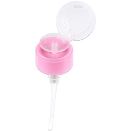PANA 10oz Pink with Word Push-Down Dispenser Bottle - 1 Bottle - Empty Refillable Pump Bottle for Nail Polish Remover Liquid