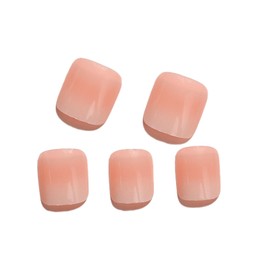 Ombre Press on Toenails Short Square Toe Fake Nails Nude Toe Nails Press ons Glossy Glue on Nails Gradation Full Cover Acrylic Nails Nature False Nails Stick on Nails for Women Girls 24Pcs