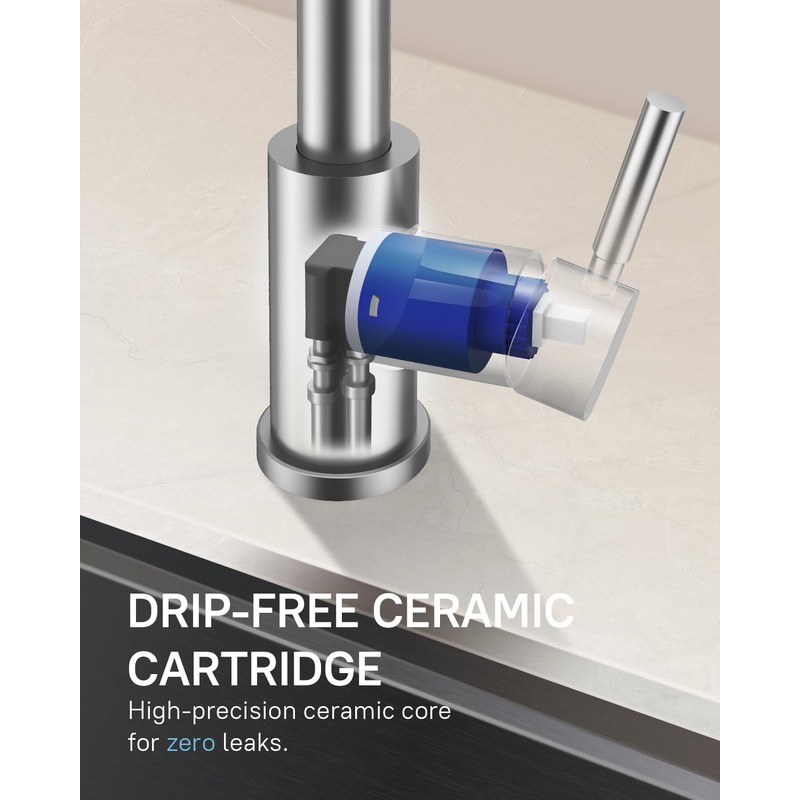 WEWE Kitchen Faucets with Pull Down Sprayer, Leak-Proof Stainless Steel