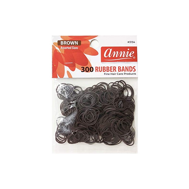 Annie 300 Rubber Bands Assorted Size Brown 3154