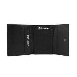 Police Damen-Geldbörse aus echtem Leder, klein und dünn, mit Kartenfach und Geldbörse, mit Box, Schwarz 59, Minimalistisch