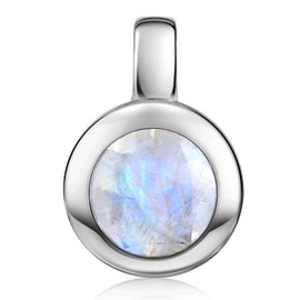 MATERIA by Matthias Wagner Women's Round Gemstone Pendant 925 Silver with Chain, Gemstone