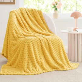 BEDELITE Jacquard Blanket- 3D Fleece Decorative Yellow Throw Blanket, Super Soft and Cozy Warm Fuzzy Blanket All Seasons Suitable, 50x60Inches