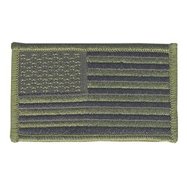 USA Flag Patch - OD on Black - Normal Orientation - Hook Backing