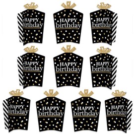 Big Dot of Happiness Adult Happy Birthday - Gold - Table Decorations - Birthday Party Fold and Flare Centerpieces - 10 Count
