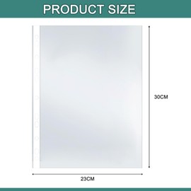 Punched Pockets A4, 100 Pcs Poly Pockets A4 Punched Pockets 60 micorn Binder Pouch Clear Binder Pocket Document Filing Bags Document Organiser Storage Pocket for Home & Offices