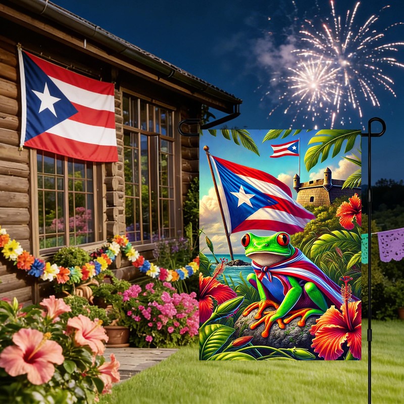 IVN Puerto Rico Coqui Frog Garden Flag 12x18 Inch Double