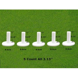 FINGER TEN Golf Rubber Tees for Driving Range Mats Value 5 Pack, Durable for Practice Mat Top Holder Indoor Outdoor (White, 5 Pack All 3.13'')