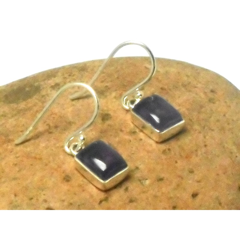 Art Gecko Amethyst 925 Sterling Silver Rectangular Purple Gemstone Drop