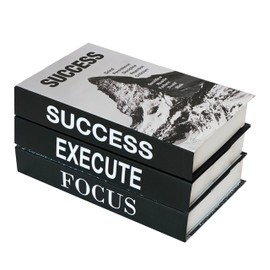 ifreeside Motivational Black & White Faux/Fake Books Set of 3 Folding Decorative Books for Home Decor, Room Decor Entryways,Living Rooms(Black)