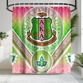 KAIRA Aka Paraphernalia Sorority Gifts for Women Wife Girlfriend Waterproof Bathroom Decor Shower Curtains Set with Hooks 72" X 72" (Aka 1908)