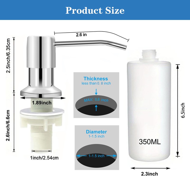 OUEST Ouest Dish Soap Dispenser for Kitchen Under Built-in Soap