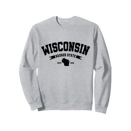 Wisconsin Est. 1848 Badger State Map Pride Vintage Sweatshirt