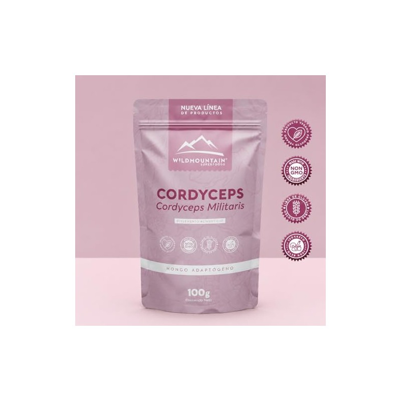 Wildmountain Cordyceps Militaris en Polvo 100g Hongo Adaptógeno | Suplemento