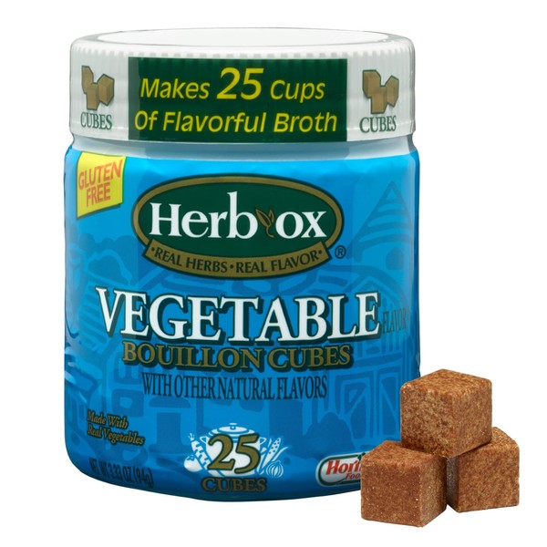 HERB OX Vegetable Bouillon Cubes, 25 Cubes (Pack of 12)