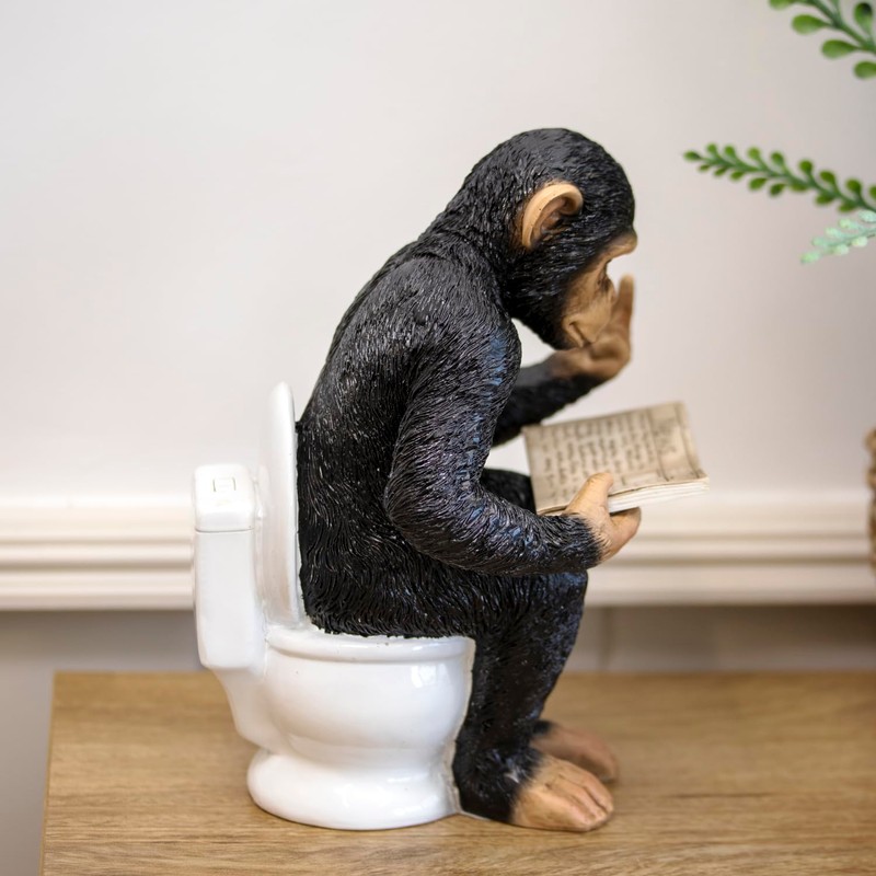 Darthome Cheeky Monkey On Toilet Ornament 15x20x12cm Resin Up Yours