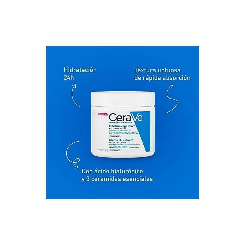 CeraVe Crema Hidratante Facial y Corporal para Piel Seca 454g