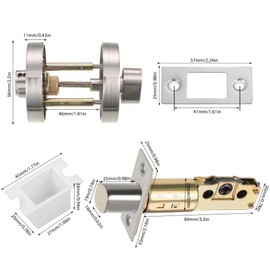 Single Cylinder Deadbolt, Round Deadbolt Lock, Zinc Alloy Door Locks with Keys, Invisible Modern Door Locks for 35-50mm Front Door, Entrance Door, Passage Door, Bedroom Door (Silver)