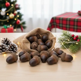 COHEALI 60Pcs Artificial Lifelike Simulation Small Acorn for Home Kitchen Decor, Lifelike Small Acorns for Christmas and Festive Table Display