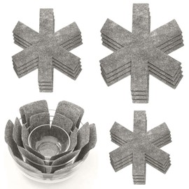 JRYGAC Pack of 12 Felt Pan Protectors, 38 35 26 cm Pot Protectors, Heat Resistant Pan Protector, Stacking Protection, Non-Slip Pan Separator, Trivet Pot for Pots and Bowls, Kitchen Utensils (Grey)