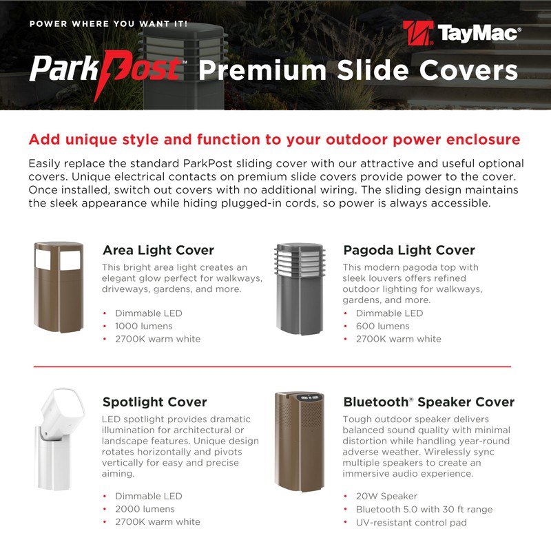TayMac Gray Pagoda Light Slide Cover PPPLG for ParkPost Outdoor