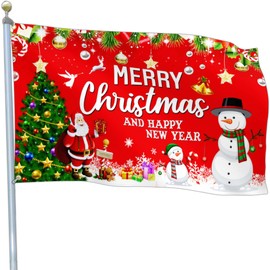 NASIAN Merry Christmas Flags 3x5 Outdoor Happy New Year Christmas Santa Claus Snowman Yard Flags for Outside Christmas Vacation Decorations Winter Xmas Holiday House Banner Decor