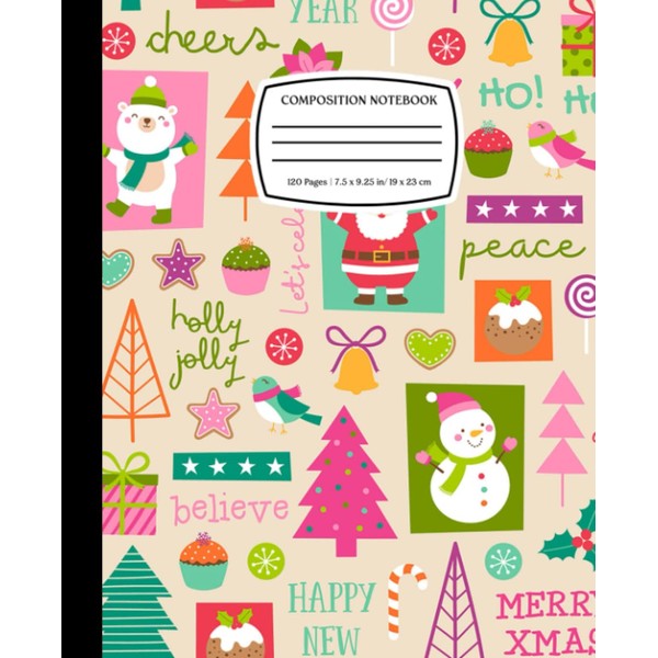 Cute Cartoon Christmas Character: Christmas Holiday Composition Notebook/ Journal, College