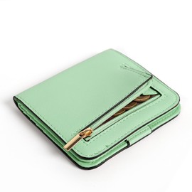 TANTOMI Women's Small Purse, Faux Leather Wallet with Multiple Card Slots, Mini Wallet for Credit Cards, Banknotes, Coins, Light mint, Minimal