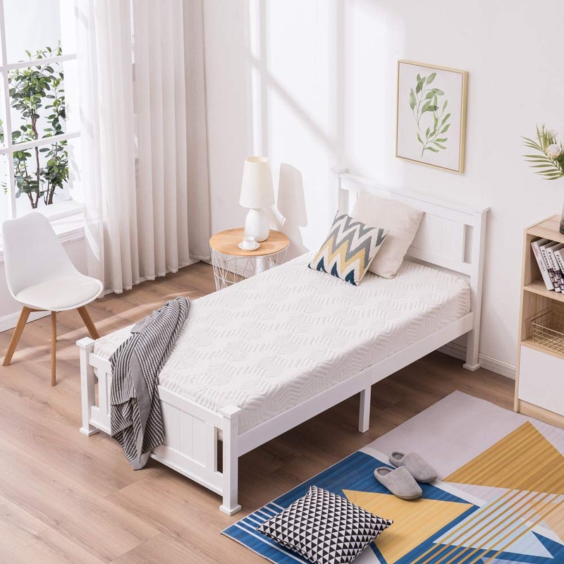 Bonnlo Twin Size Solid Wood Platform Bed Frame, Single Bed