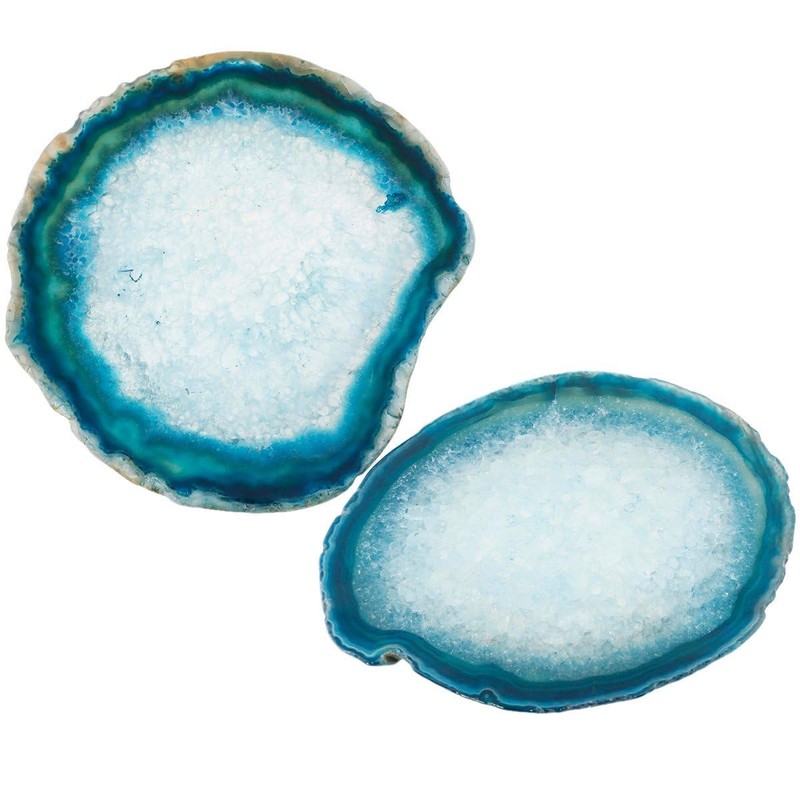 Shanxing Blue Agate Slice Geode Stone Coasters for Drinks and