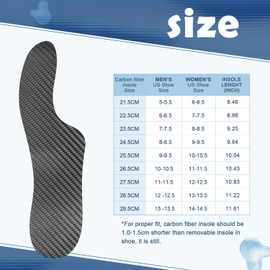 Morton's Extension Orthotic, 1 Pair Carbon Fiber Rigid Insole, Support Insert for Morton's Toe, Turf Toe, Arthritis, Hallux Rigidus (25.5cm Fit Women's Size 10-10.5 Men's 9-9.5)