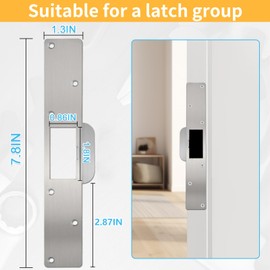 Bryzaxu Latch Strike Plate 2 Pcs Deadbolt Strike Plate Door Backplate, Door Latch Restorer Strike Plate Large Hole, Door Latch Guard, Door Latch Plate, Home Security Door Reinforcement Sets (Silvery)