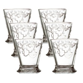 La Rochere Versailles Glass Tumbler Set of 6 – French Clear Tumblers with Baroque Shell & Scroll Motif – Elegant Pressed Glassware Drinking Glasses for Water, Juice & Entertaining (8.5 Oz)