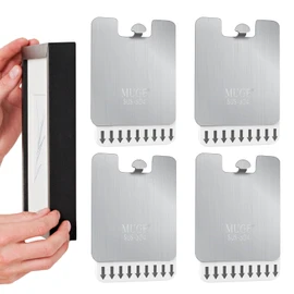 4pcs Metal Picture Frame Hangers, Stainless Steel Traceless Picture Hangers Without Nails No Hole Non-Destructive Adhesive Wall Hooks for Hanging Photo Frame Artwork