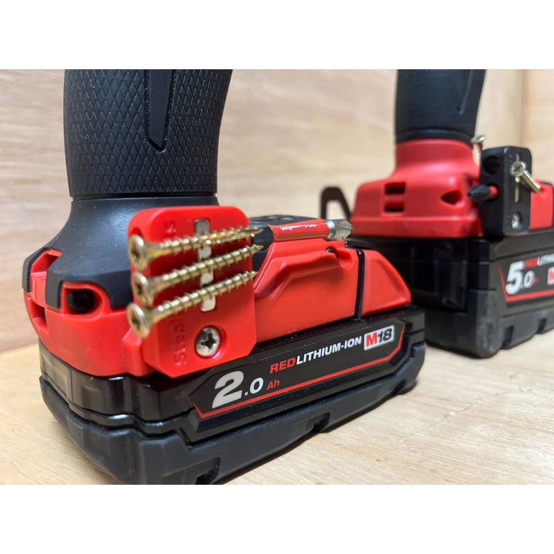 StealthMounts Red Stubby Bit Holder compatible with Miulwaukee M18-2 Pack