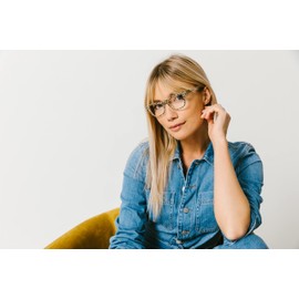 Peepers by PeeperSpecs Women's Orchid Island Cat Eye Blue Light Blocking Reading Glasses, Tan/Leopard Floral, 49 + 0