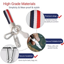 Artisoul Key Chain Short Bracelet Braided Keyring Macrame Lanyard, 3-blue white, 20