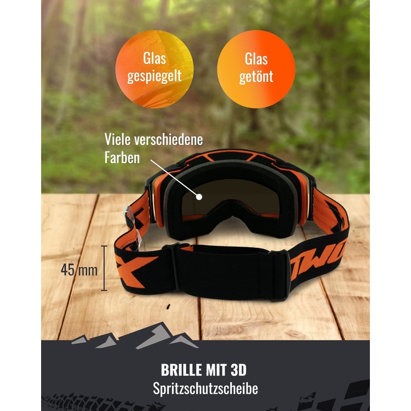 TWO-X Atom Cross Goggles - Motocross Goggles with Mirrored Green