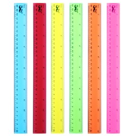 Mr. Pen- Plastic Rulers, 12 Inch, 6 Pack, Assorted Colors, Scratch-Resistant Design with Inches and Centimeters, Durable Transplant Rulers for Crafting Office & School, School Supplies