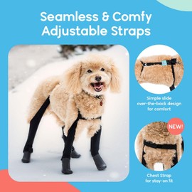 Walkee Paws Easy-On Stay-On Dog Boot Leggings, Seen on Shark Tank, Dog Snowboots for Winter, Rain, Wet & Snow, Chemicals, Never Lose a Boot Shoe or Sock Again (Medium, Black)