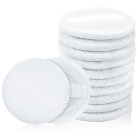 12 Pieces Powder Puffs, 2.36 Inch Setting Powder Puff, Soft Face Compact Powder-Puffs, Round Velour Face Makeup Powder-Pads, Powder-Puff Pads with Ribbon, Puff Pads for Loose-Powder, Setting-Powder