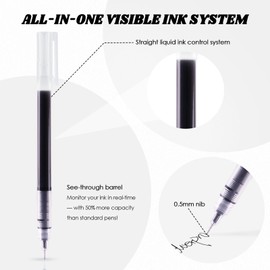 SMOOTHERPRO Rollerball Pens | 0.5mm Fine Point | Ballpoint Pen Set | Quick Drying Gel Pens for Writing and Drawing | Stationery for Home School (CGP003BK) | Black | 3 Pack