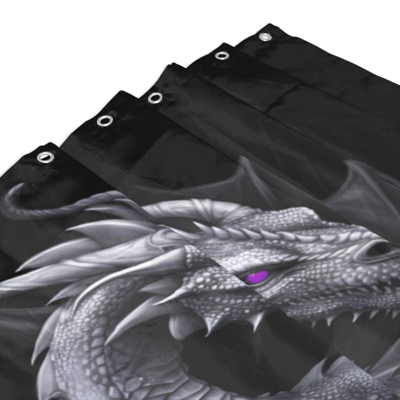 WUWOLI Silver Dragon Rose Shower Curtain, 72 x 72 Inch