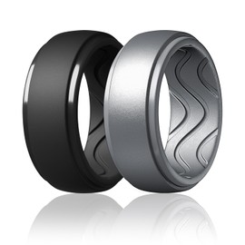 Egnaro Men's Silicone Rings 10mm Wide 2.5mm Thick, Rubber Wedding Bands with Inner Arc Ergonomic Breathable Design, 1/4/5/7 Variety Multipack