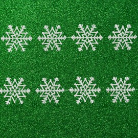 Snowflake Garlands - Set of 2 - Garland is 51" Long - 4 White 12" D Glittered Snowflakes on Each - Ideal for Christmas Decorating and Crafting