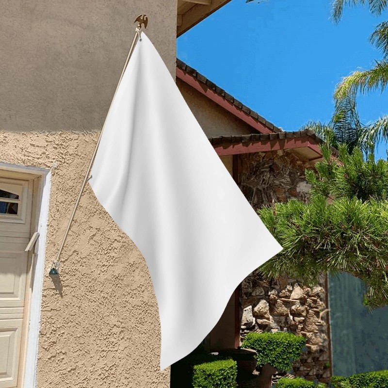 Custom Solid White Blank Flag For Outdoors Double Sided Print