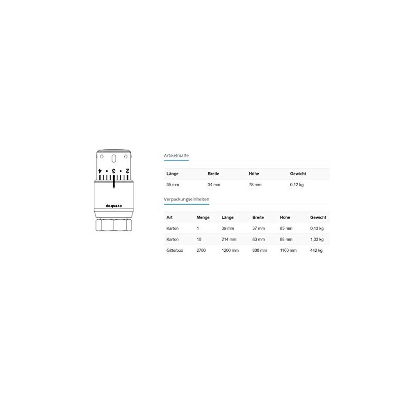 Oventrop Uni SH 1012065 Thermostat with Liquid Sensor 7-28 °C